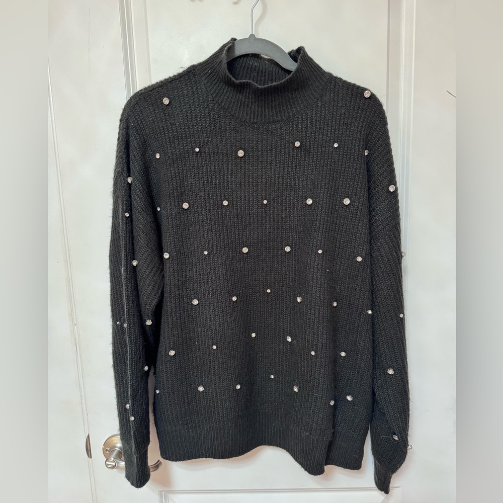ELOQUII Black Knit Crystal Sweater Size 18/20